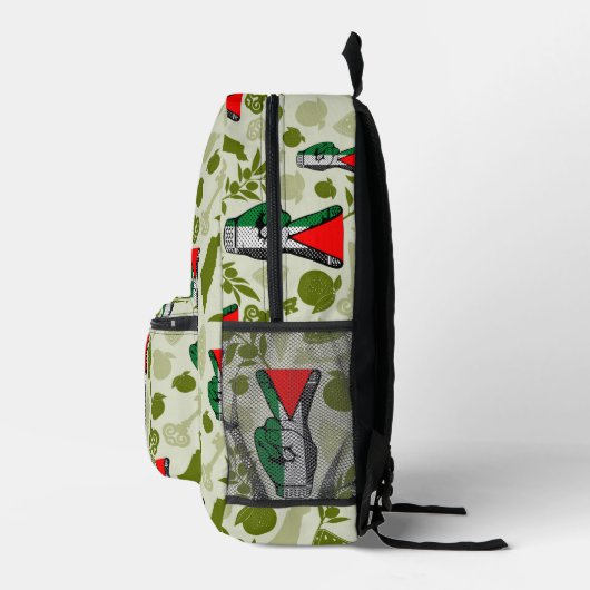 Victory Sign Hand Resistance Red Triangle Symbol Bedrukte Rugzak (Rechts)