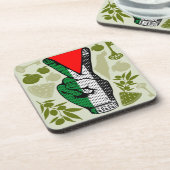 Victory Sign Hand Resistance Red Triangle Symbol Bier Onderzetter (Linkerzijde)