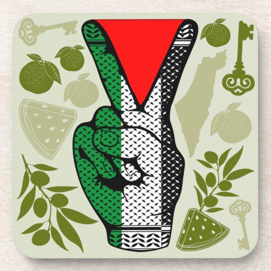 Victory Sign Hand Resistance Red Triangle Symbol Bier Onderzetter (Voorkant)