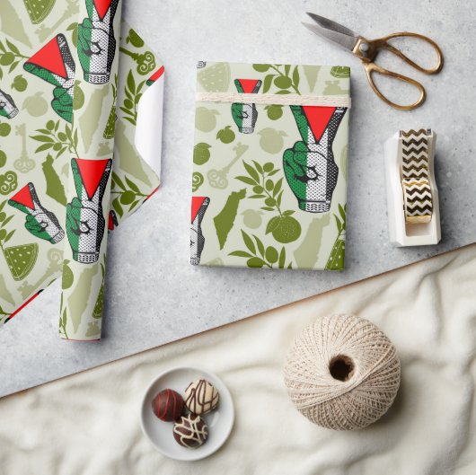 Victory Sign Hand Resistance Red Triangle Symbol Cadeaupapier (Crafts)