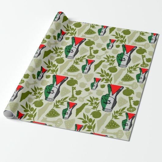 Victory Sign Hand Resistance Red Triangle Symbol Cadeaupapier (Uitgerold)