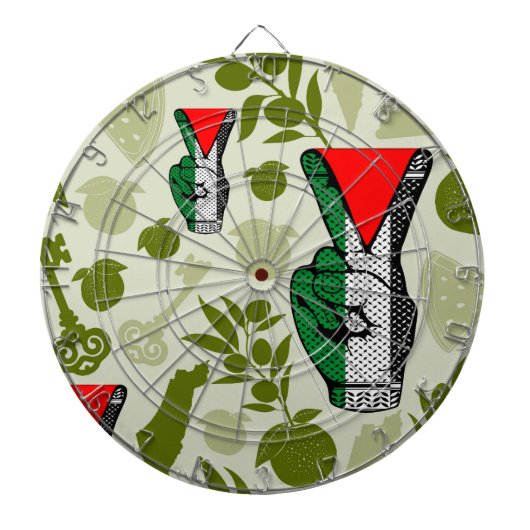 Victory Sign Hand Resistance Red Triangle Symbol Dartbord (Voorkant)