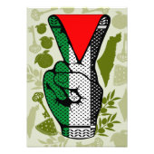 Victory Sign Hand Resistance Red Triangle Symbol Foto Afdruk (Voorkant)