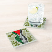 Victory Sign Hand Resistance Red Triangle Symbol Glazen Onderzetter (Schuin)