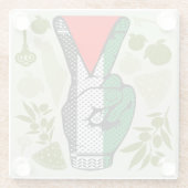 Victory Sign Hand Resistance Red Triangle Symbol Glazen Onderzetter (Achterkant)