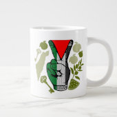 Victory Sign Hand Resistance Red Triangle Symbol Grote Koffiekop (Rechts)