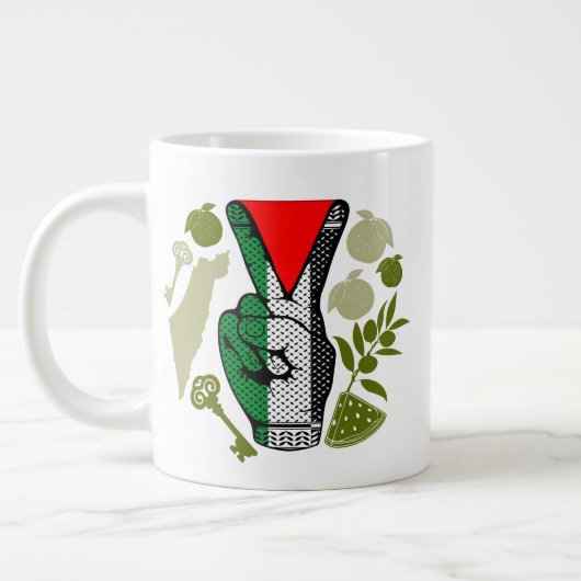 Victory Sign Hand Resistance Red Triangle Symbol Grote Koffiekop (Links)