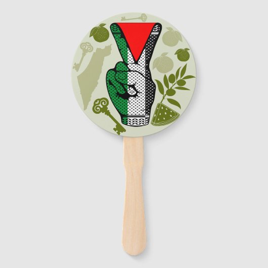 Victory Sign Hand Resistance Red Triangle Symbol Handwaaier (Achterkant)