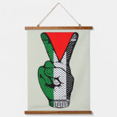 Victory Sign Hand Resistance Red Triangle Symbol Hangend Wandkleed (Voorkant)