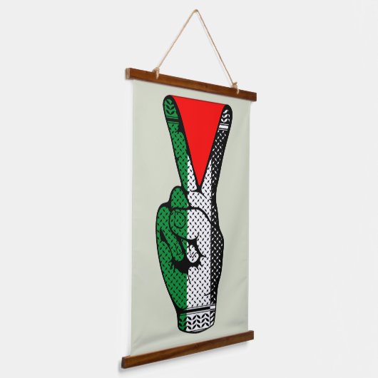 Victory Sign Hand Resistance Red Triangle Symbol Hangend Wandkleed (Gebogen)