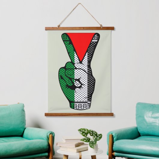 Victory Sign Hand Resistance Red Triangle Symbol Hangend Wandkleed (Woonkamer)