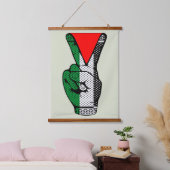 Victory Sign Hand Resistance Red Triangle Symbol Hangend Wandkleed (Slaapkamer)