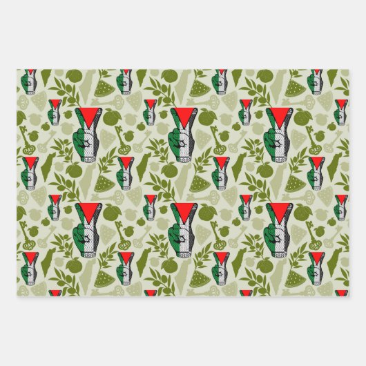 Victory Sign Hand Resistance Red Triangle Symbol Inpakpapier Vel (Voorkant 2)