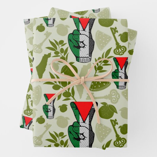 Victory Sign Hand Resistance Red Triangle Symbol Inpakpapier Vel (In situ)