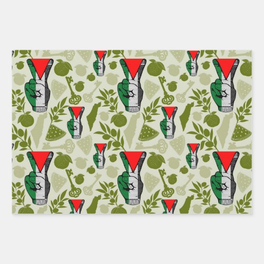 Victory Sign Hand Resistance Red Triangle Symbol Inpakpapier Vel (Voorkant)