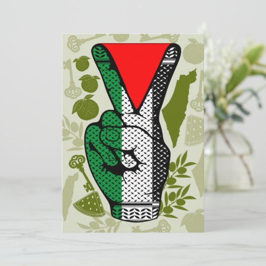 Victory Sign Hand Resistance Red Triangle Symbol Kaart (Staand voorkant)