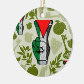 Victory Sign Hand Resistance Red Triangle Symbol Keramisch Ornament (Links)