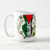 Victory Sign Hand Resistance Red Triangle Symbol Koffiemok (Links)