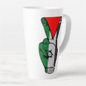 Victory Sign Hand Resistance Red Triangle Symbol Latte Mok (Rechterhoek)