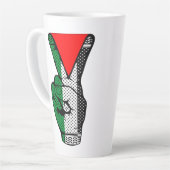 Victory Sign Hand Resistance Red Triangle Symbol Latte Mok (Linkerhoek)