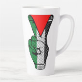 Victory Sign Hand Resistance Red Triangle Symbol Latte Mok (Rechts)
