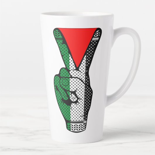 Victory Sign Hand Resistance Red Triangle Symbol Latte Mok (Rechts)