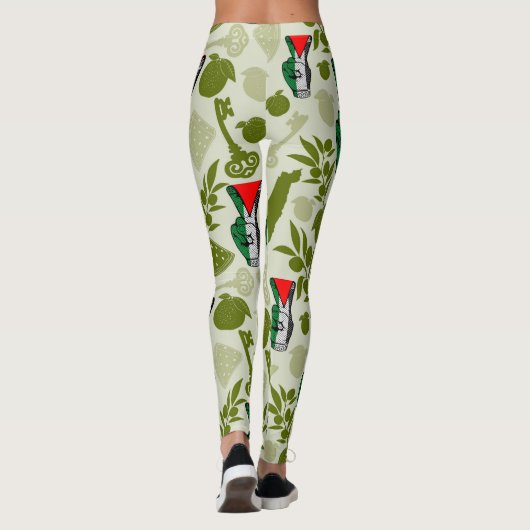 Victory Sign Hand Resistance Red Triangle Symbol Leggings (Achterkant)