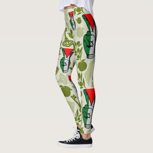 Victory Sign Hand Resistance Red Triangle Symbol Leggings (Links)