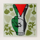 Victory Sign Hand Resistance Red Triangle Symbol Legpuzzel (Verticaal)