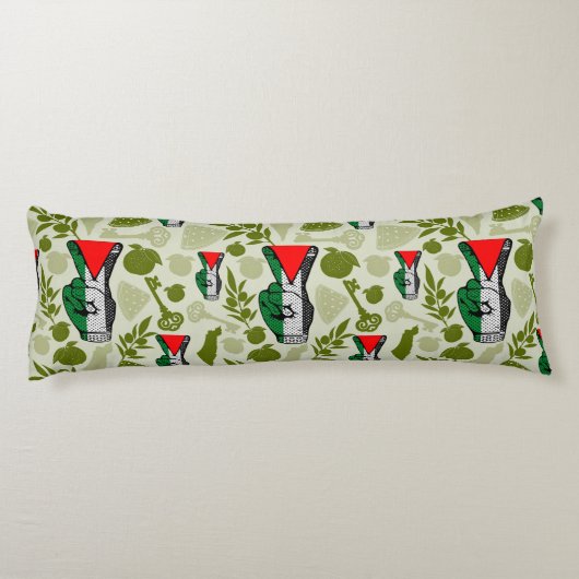 Victory Sign Hand Resistance Red Triangle Symbol Lichaamskussen (Achterkant)