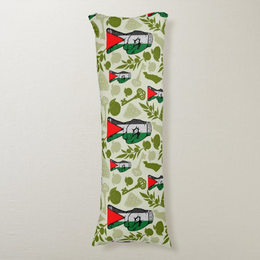 Victory Sign Hand Resistance Red Triangle Symbol Lichaamskussen (Voorkant Verticaal)