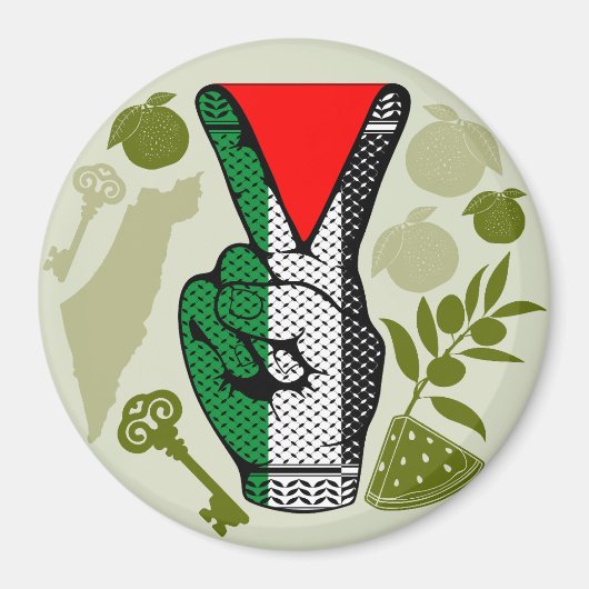 Victory Sign Hand Resistance Red Triangle Symbol Magneet (Voorkant)