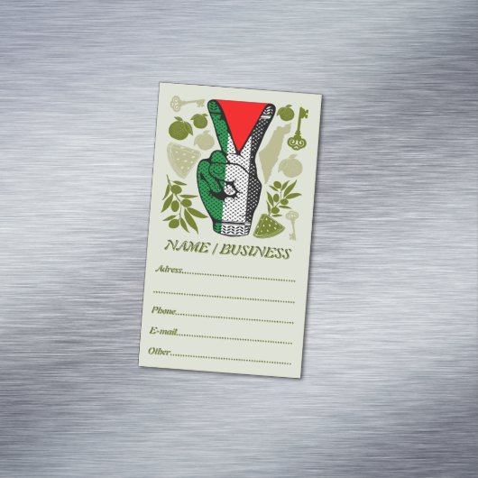 Victory Sign Hand Resistance Red Triangle Symbol Magnetisch Visitekaartje (Voorbeeld)