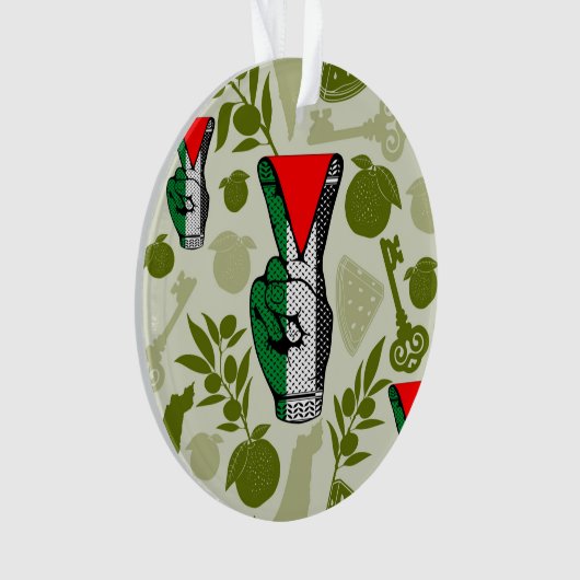 Victory Sign Hand Resistance Red Triangle Symbol Ornament (voorkant)