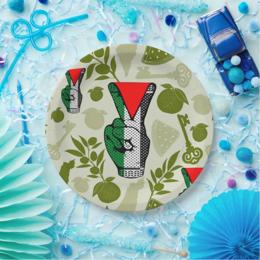 Victory Sign Hand Resistance Red Triangle Symbol Papieren Bordje (Feest)