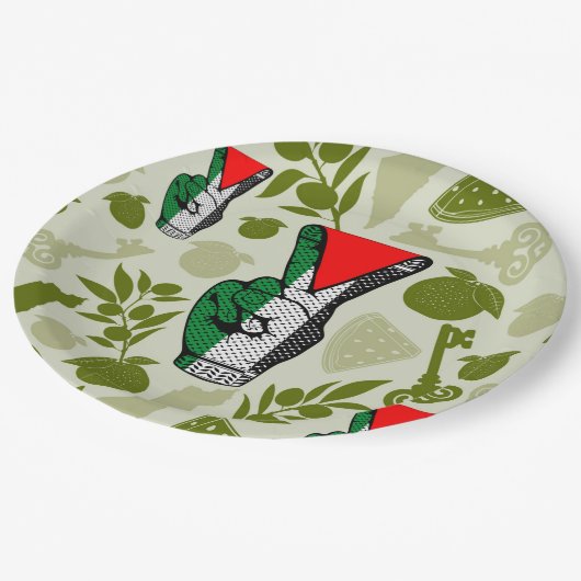 Victory Sign Hand Resistance Red Triangle Symbol Papieren Bordje (Gekanteld)