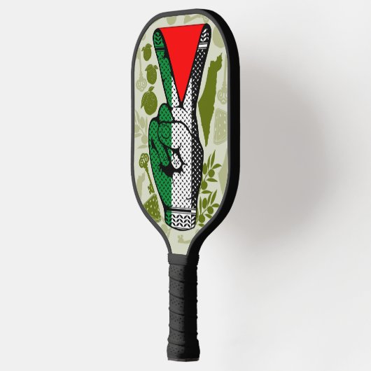 Victory Sign Hand Resistance Red Triangle Symbol Pickleball Paddle (Links)