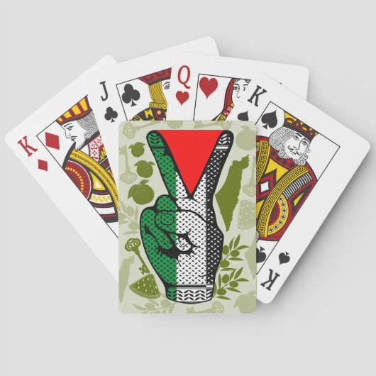 Victory Sign Hand Resistance Red Triangle Symbol Pokerkaarten (Achterkant)