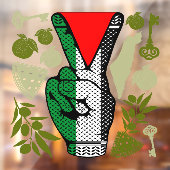 Victory Sign Hand Resistance Red Triangle Symbol Raamsticker (Vel 2)