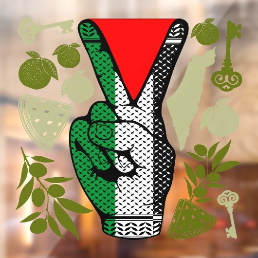 Victory Sign Hand Resistance Red Triangle Symbol Raamsticker (Vel 2)