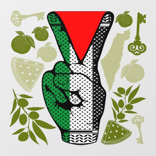 Victory Sign Hand Resistance Red Triangle Symbol Raamsticker (Vel)