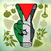 Victory Sign Hand Resistance Red Triangle Symbol Raamsticker (Vel 3)