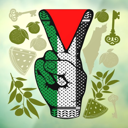 Victory Sign Hand Resistance Red Triangle Symbol Raamsticker (Vel 3)