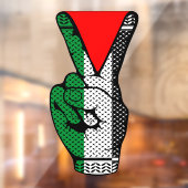 Victory Sign Hand Resistance Red Triangle Symbol Raamsticker (Vel 2)