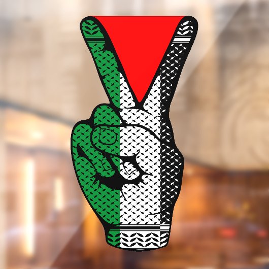 Victory Sign Hand Resistance Red Triangle Symbol Raamsticker (Vel 2)