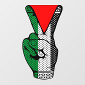 Victory Sign Hand Resistance Red Triangle Symbol Raamsticker (Vel)