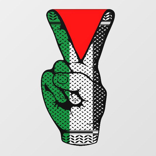 Victory Sign Hand Resistance Red Triangle Symbol Raamsticker (Vel)