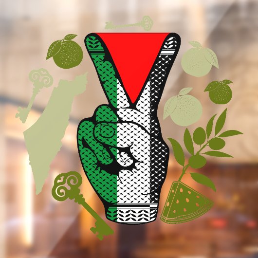 Victory Sign Hand Resistance Red Triangle Symbol Raamsticker (Vel 2)