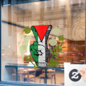 Victory Sign Hand Resistance Red Triangle Symbol Raamsticker (Cafe Raam)