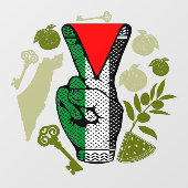 Victory Sign Hand Resistance Red Triangle Symbol Raamsticker (Vel)